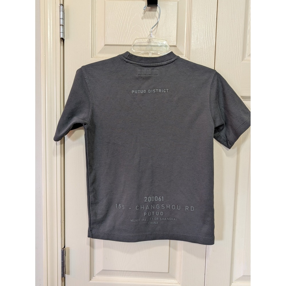 Zara Kids Unisex Putuo District Shanghai Graphic T-Shirt Charcoal Grey Trashed